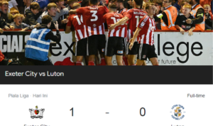 Hasil Exeter City vs Luton Town